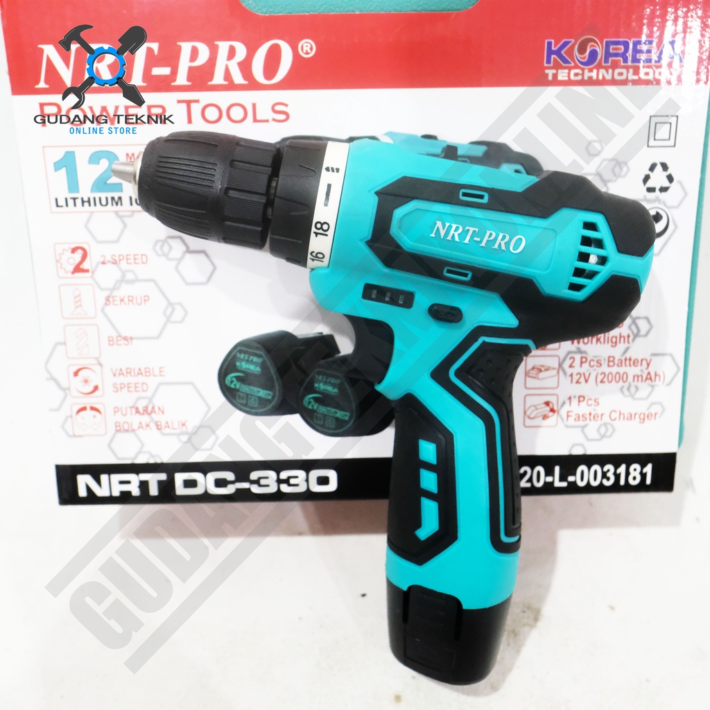 NRT 330 / Cordless NRT PRO DC 330 HD 12V / Mesin Bor Baterai NRT 12 V 10mm