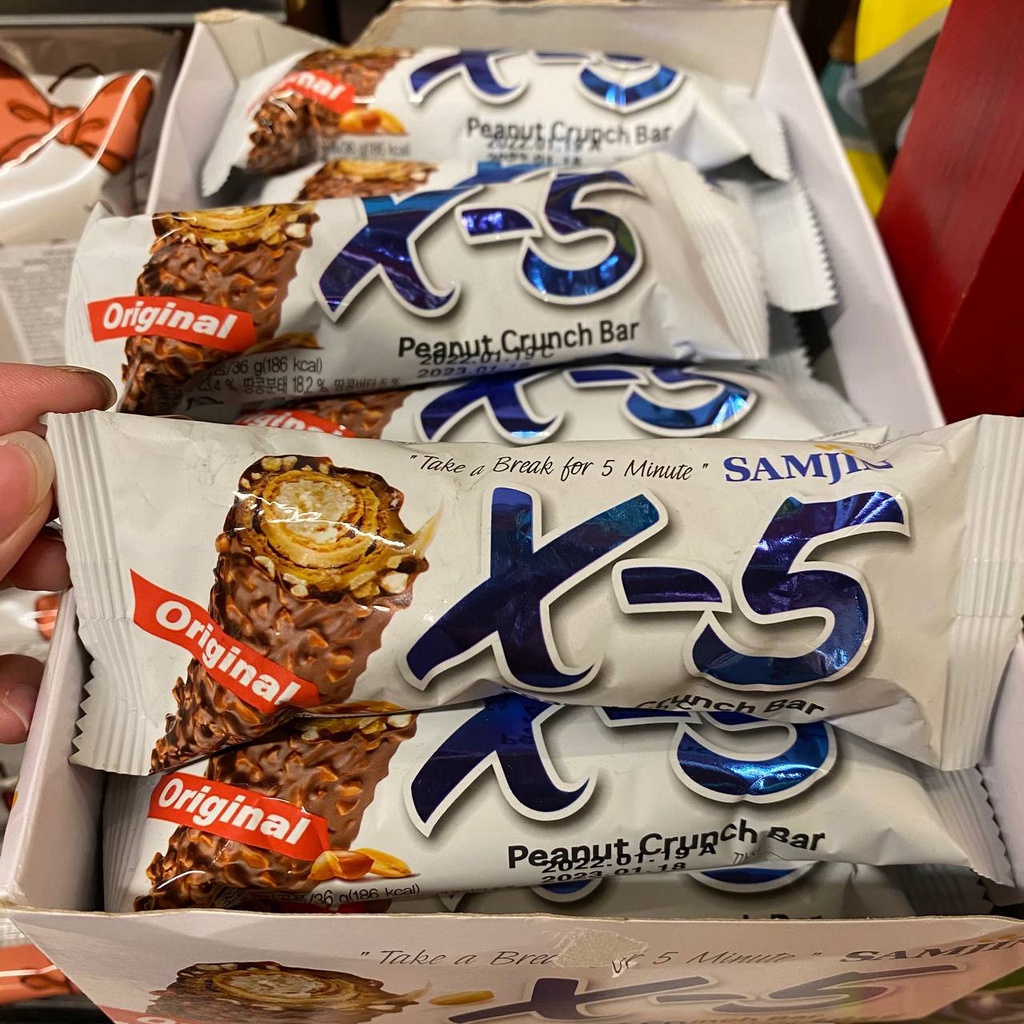 Samjin X-5 Choco Wafer Roll Lapis Coklat Kacang