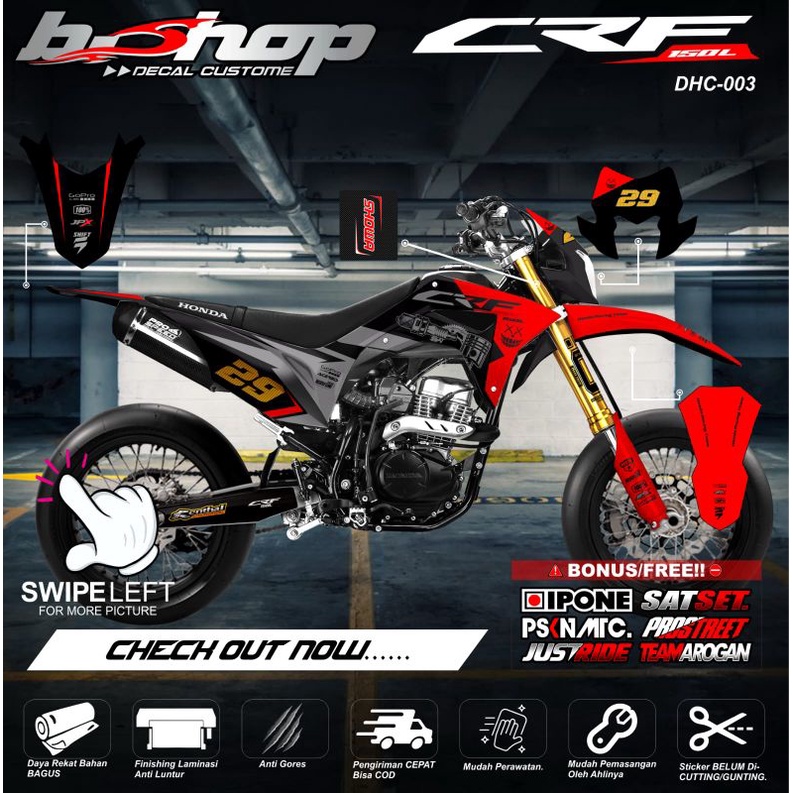 Decal Stiker Motor CRF Grapis Merah Full Body