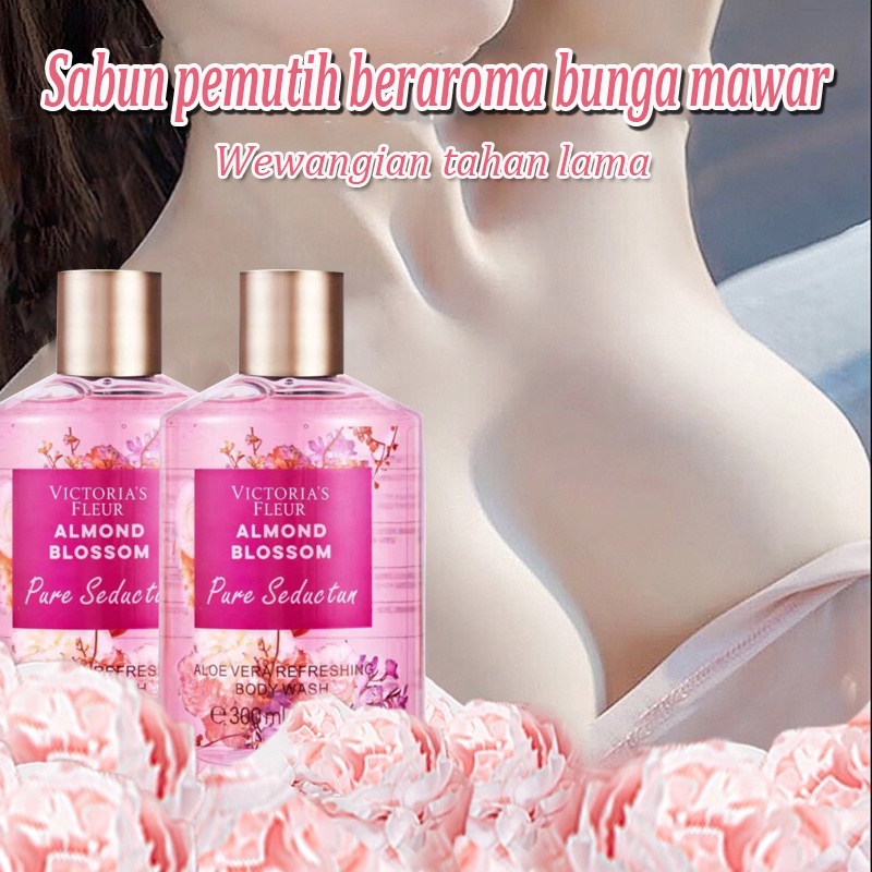 Sabun pemutih Sabun pemutih mawar Sabun pemutih parfum Sabun pemutih tubuh 300ML Melembabkan kulit Wewangian tahan lama Merawat kulit yang sehat Aroma mawar Sabun cair