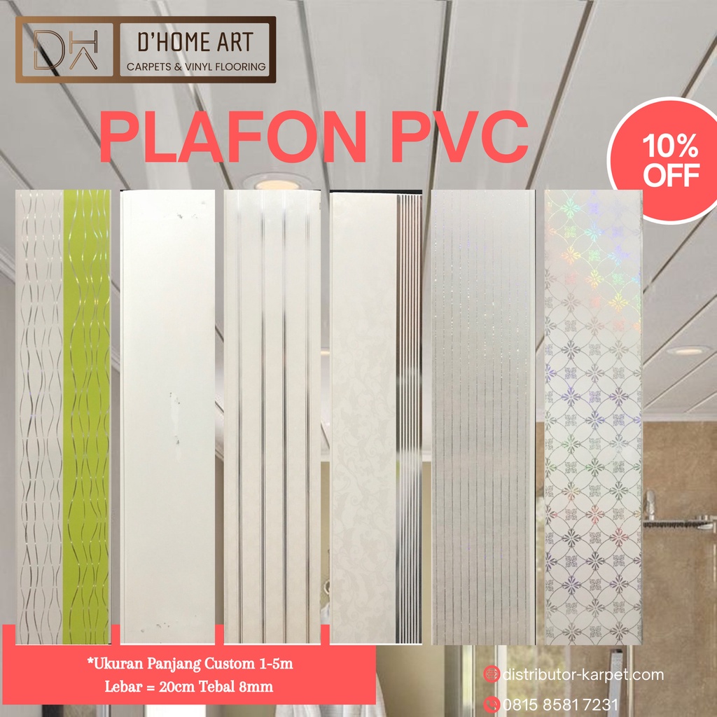 Plafon PVC Minimalis Putih Motif Air &amp; Rayap Panjang Custom