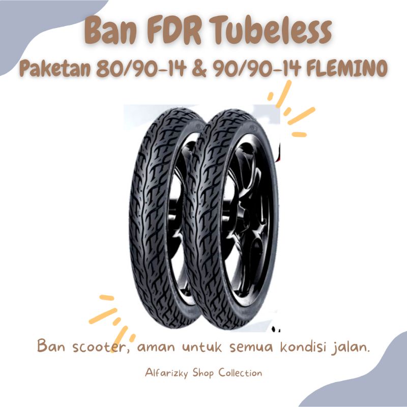 PAKETAN BAN MOTOR BEAT VARIO SCOOPY MIO SIZE 80/90-14 DAN 90/90-14 TUBELES MEREK FDR
