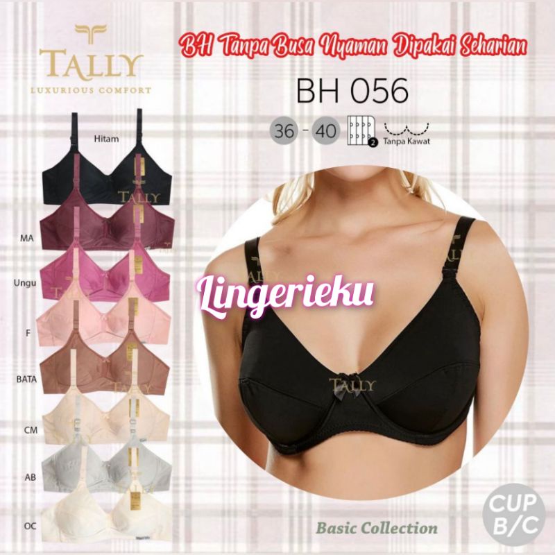 Tally 056 BH Bra Sport Wanita Katun Tanpa Busa Tanpa Kawat Cup B / C