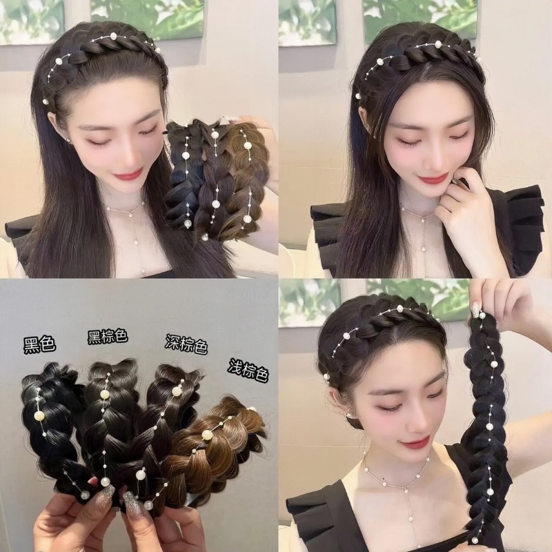 Bando Model Kepang Aksen Mutiara Gaya Korea Untuk Wanita