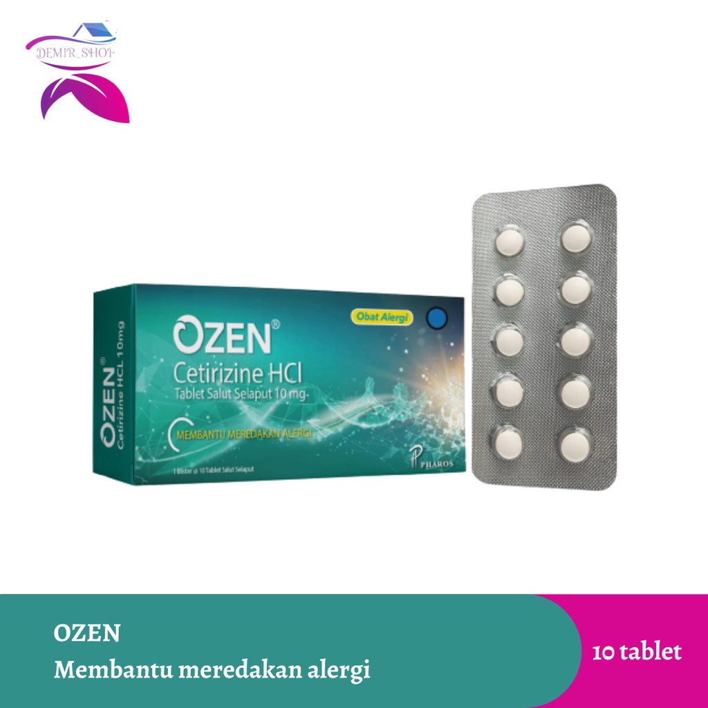 Ozen Cetirizine 10mg 1 Blister @10 Tablet / Membantu Meredakan Alergi / Obat Alergi Kulit / Obat Gatal