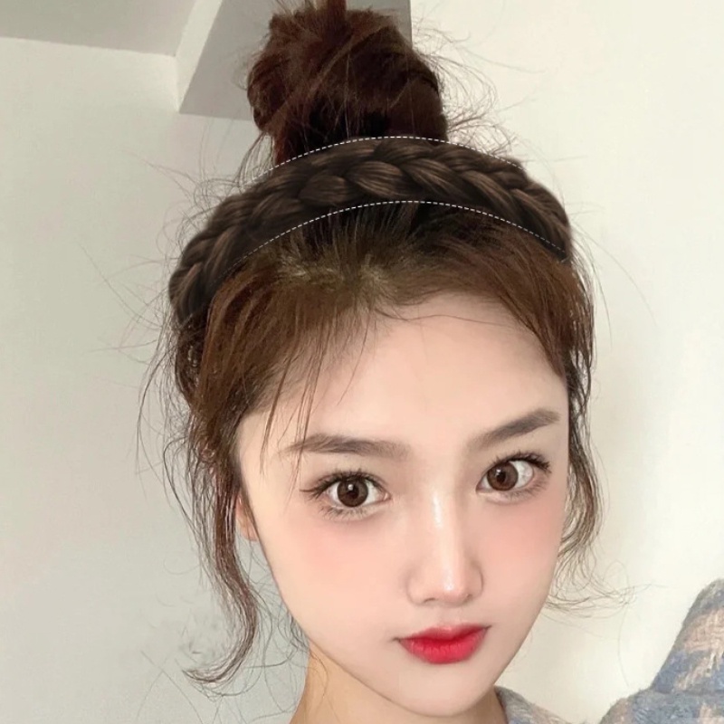 Headband Rambut Palsu Model Kepang Non slip Untuk Wanita