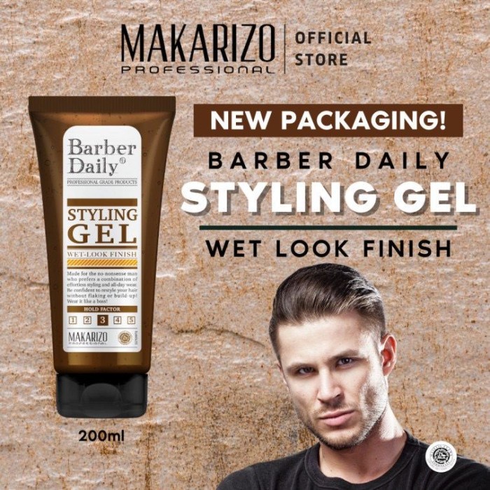 Jual MAKARIZO BARBER DAILY STYLING GEL WET LOOK TUBE 200ML Shopee Indonesia