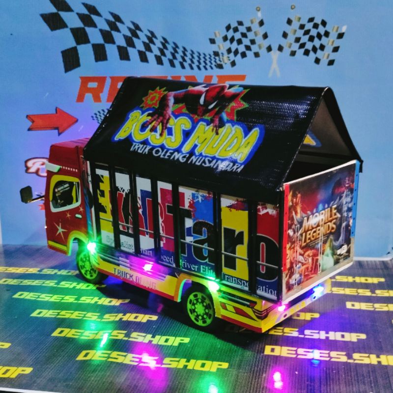 miniatur truck oleng BISA CUSTOM FOTO DAN NAMA DI PINTU BELAKANG