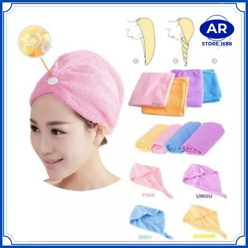 Handuk Rambut Keramas Hair Dryer Fleece Cepat Kering Fiber Magic Towel Lembut Handuk Turban Pengering Rambut-[AR STORE1688]