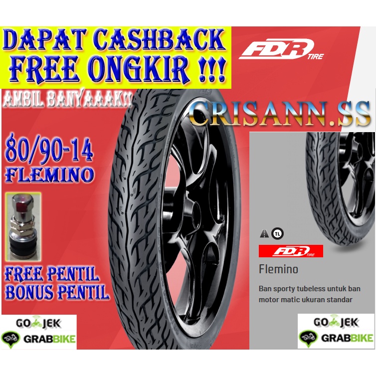 BONUS PENTIL - BAN LUAR TUBELESS TUBLES FDR DEPAN 80/90-14 FLEMINO