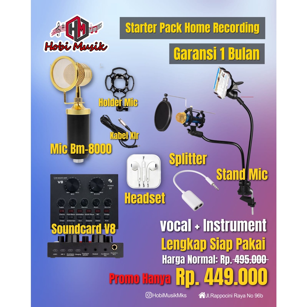 Paket Recording BM8000 Full Set Lengkap Siap Pakai Profesional