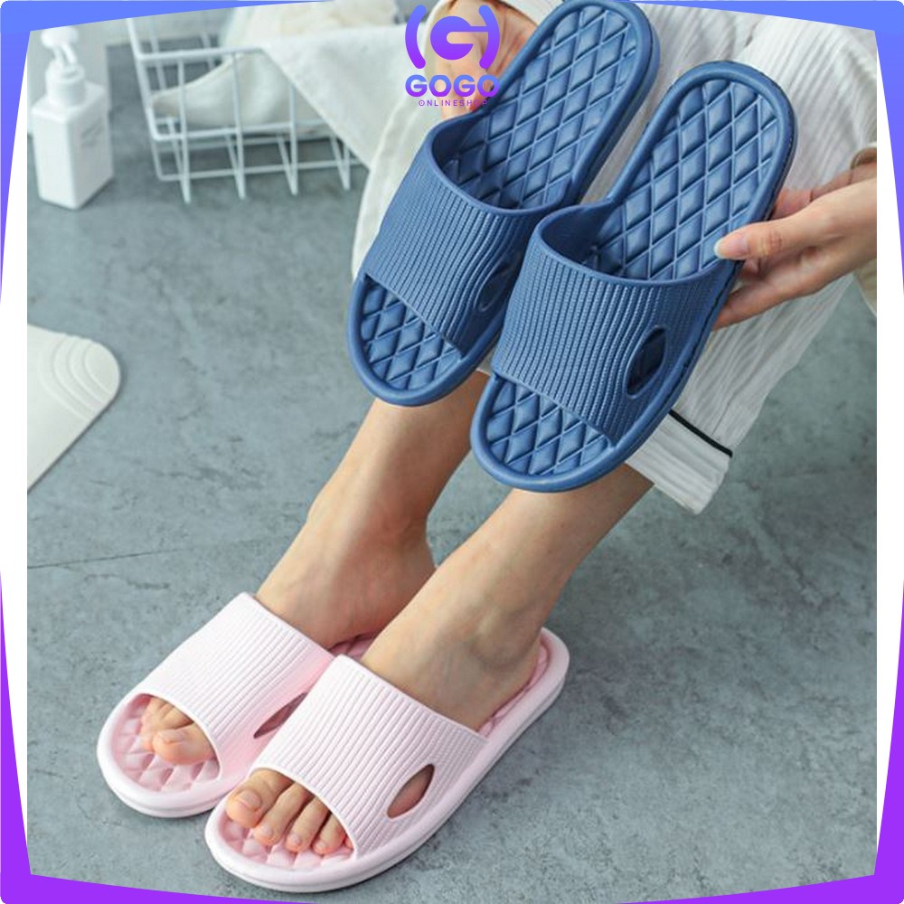 GOGO-S35 Sandal Rumah Berkualitas EVA Karet Polos / Sandal Kamar Mandi Berbahan Empuk Sendal Karet Couple Polos Korean Style Murah Anti Selip