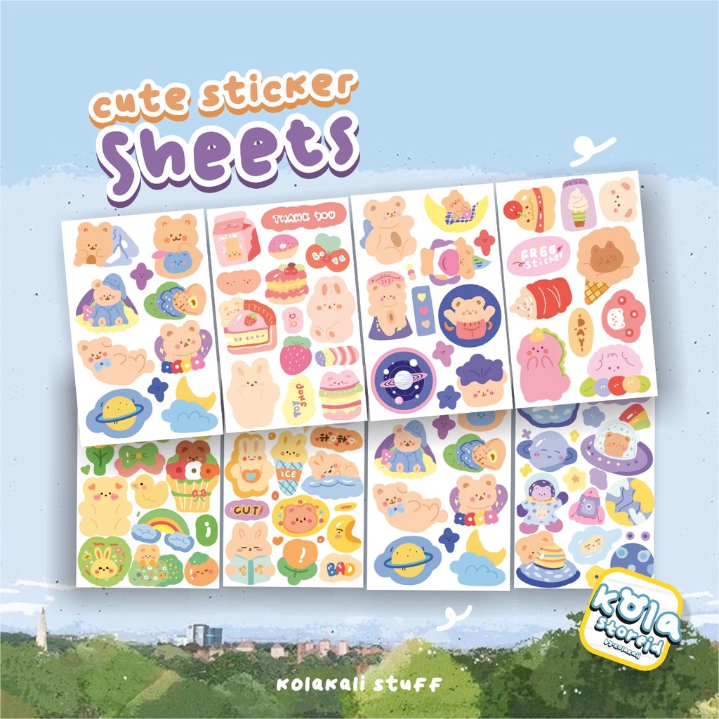

STICKER SHEETS JOURNAL AESTHETIC | STICKER CUTE UN CUT | CUTE STICKER | KOREAN STICKER | KOLAKALI