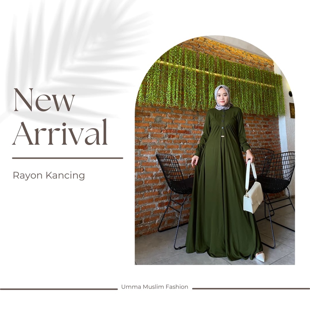 Gamis Polos| Gamis Wanita| Gamis Rayon| Rayon Kancing by Khanza