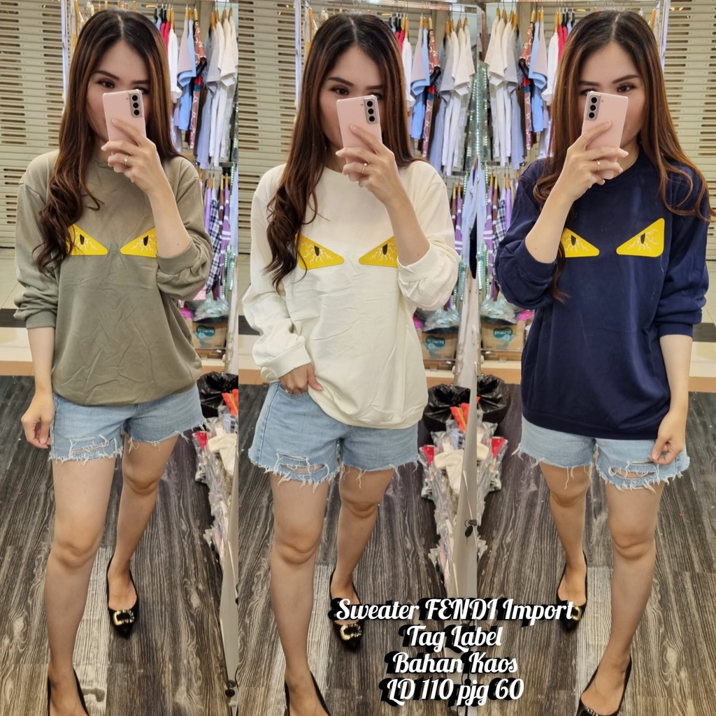 Sweater Branded Import Sweater Wanita FD Premium Bahan Kaos
