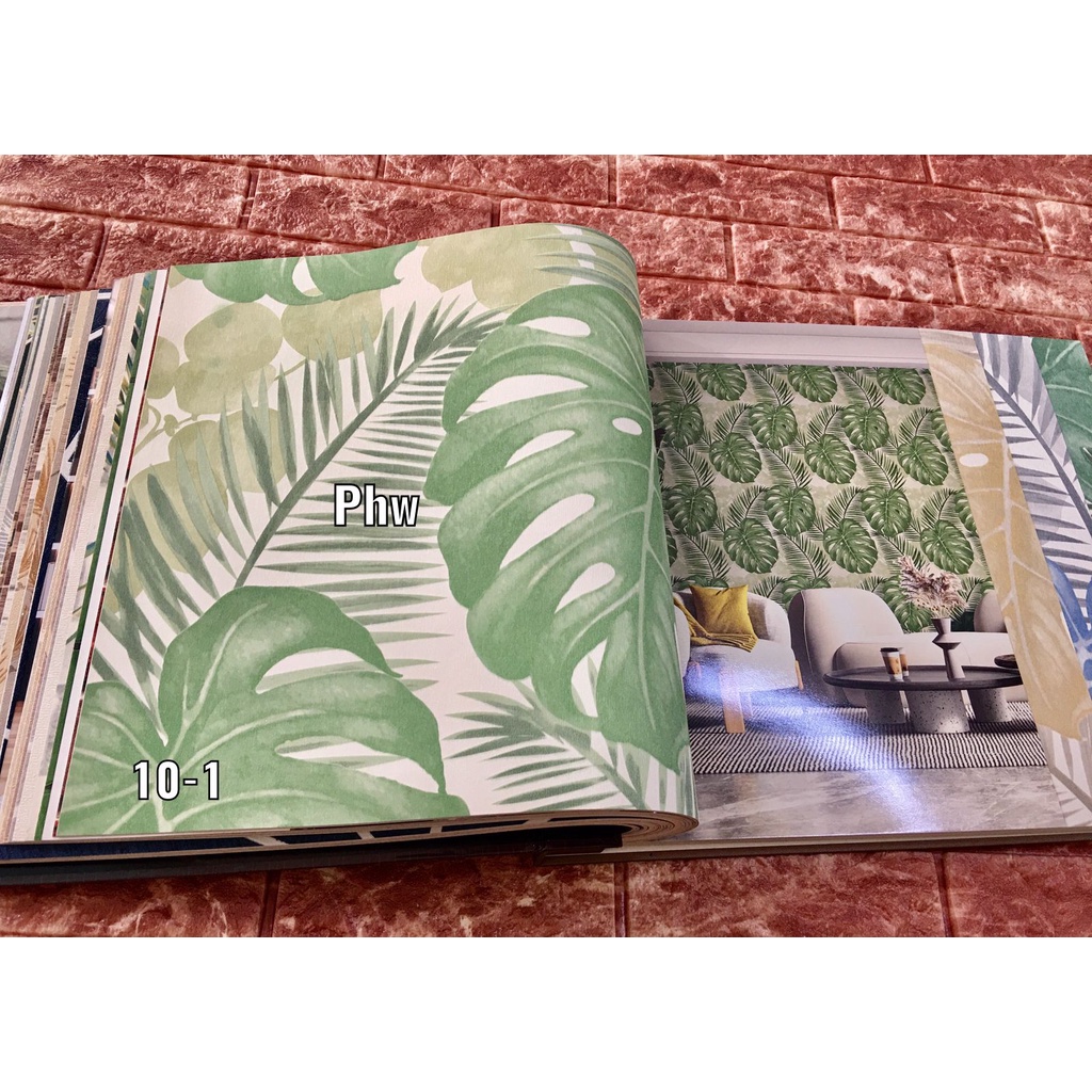 WALLPAPER DINDING MOTIF DAUN 3D ELEGAND Lc