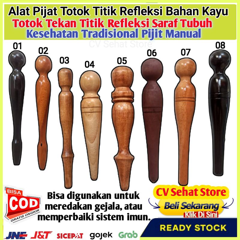 Alat Pijat KAYU Tusuk Titik Refleksi Saraf Tubuh Refleksy Telapak Kaki Pijet Totok Sendi Reflexi Pij