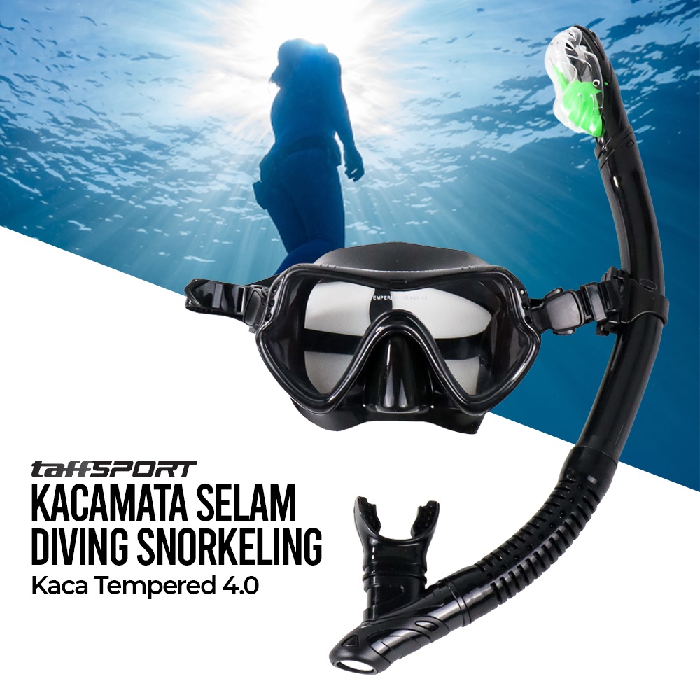 Kacamata Selam Scuba Diving Snorkeling Tempered Glass - AS303JF - 7RCS1NBK Black