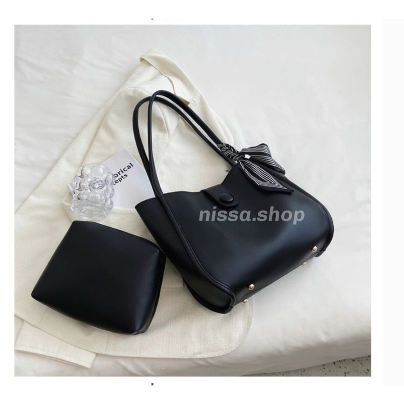 tas tote bag wanita plorida gempita + pouch/shoulderbag plorida viral