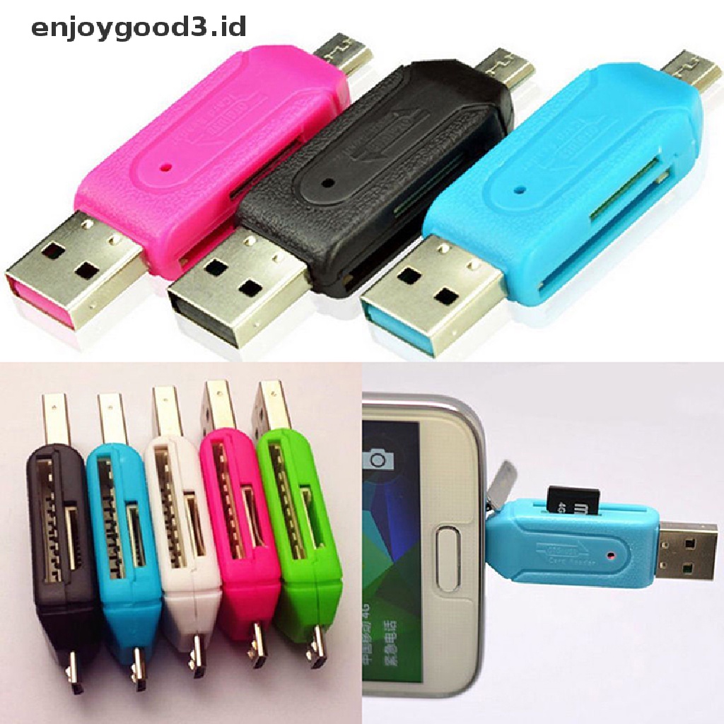 2in1 Adapter Card Reader Micro USB 2.0 OTG SD TF Untuk Android Samsung