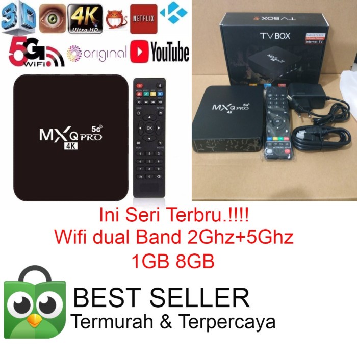 Produk Terbaru Android Tv Box Mxq-Pro 4K Smart Tv Box Garansi S905X 1/8Gb