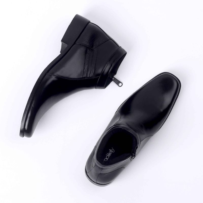 ORIGINAL - Oxford High FULL BLACK Terbaru Kulit Sapi Premium Asli | Sepatu Formal Pria Pantofel Tinggi Sleting Hitam Stylish Premium | Sepatu Distro Mils Premium Exclusive Modern | Sepatu Pantopel Fox Zipper Kasual Santai Kerja Kantor Series Street