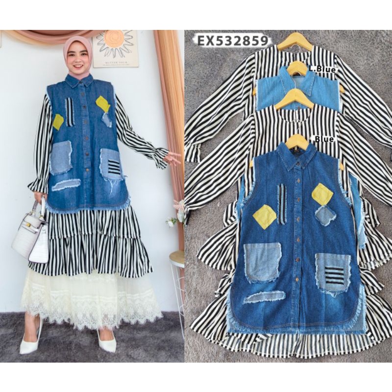 Tunik Jeans Outer 2in1 Premium