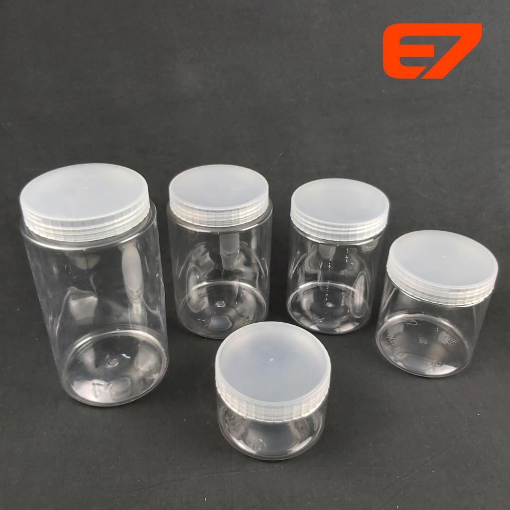 Toples Cylinder Tutup Lid Plastik Jar Botol Plastik 300-1300ml (25pcs)