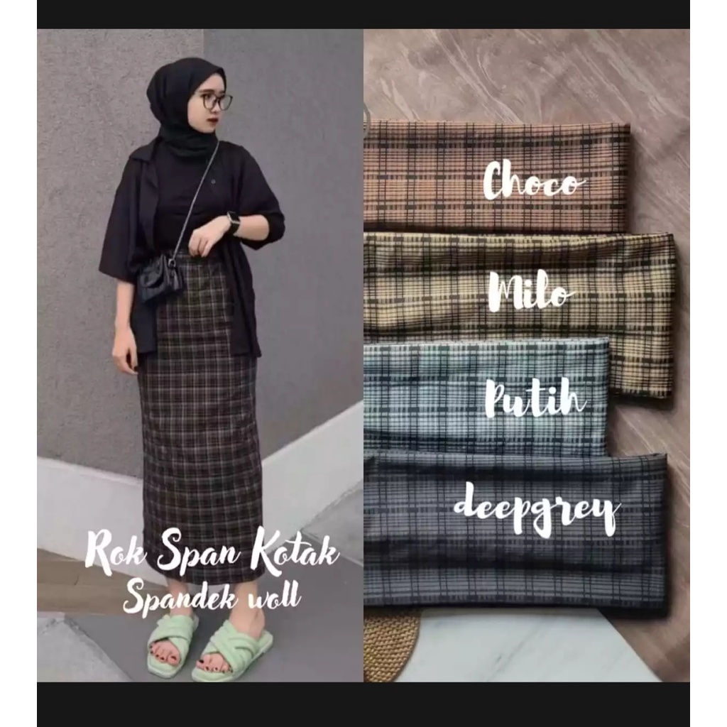 BIG SALE SPAN SALUR  ROK SPAN TARTAN KOTAK ROK KOREAN STYLE  ROK SPAN TERBARU