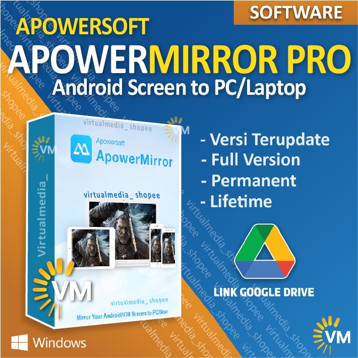Jual APOWERMIRROR FULL SCREEN MIRRORING CAST ANDROID PHONE PC LAPTOP