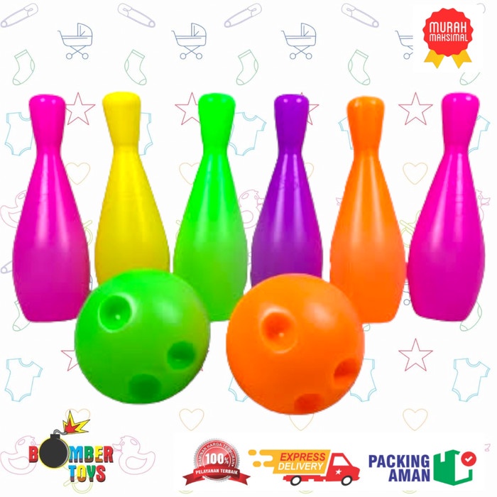 Mainan Bola Bowling Anak TERMURAH isi 6 pcs warna cerah edukasi kreatif MURAH BR-551