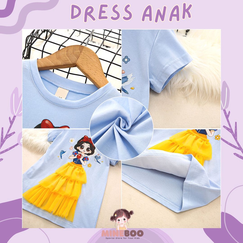 mineboo - PRINCESS DRESS EBV 1-9tahun Baju anak perempuan Gaun jala anak perempuan baru/Gaun kasual lengan pendek anak perempuan/Dress anak perempuan cewek/rok anak/gaun anak/kado anak perempuan ulang tahun