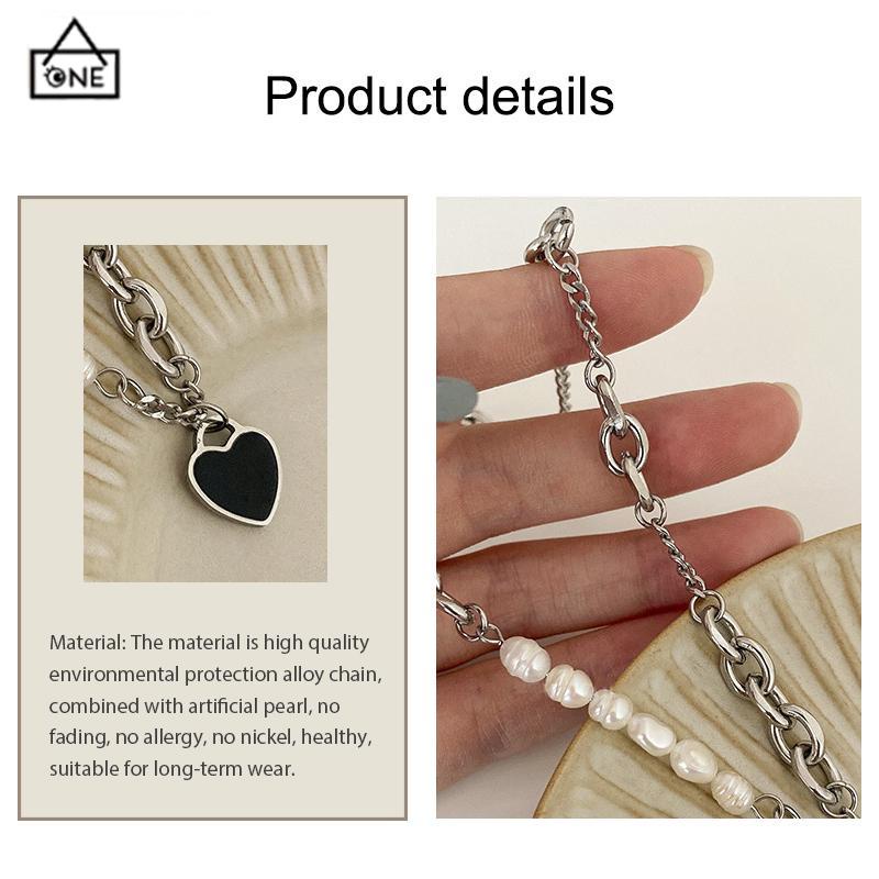 COD❤️Kalung Jahitan Mutiara Tiruan Cinta Perempuan Manis Keren Aksesoris Mewah Cahaya Serba Cocok-A.one