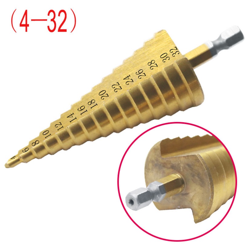 Mata Bor Pagoda Spiral Besi Kuningan Kayu Plastik Step Drill Tingkat Payung Cone