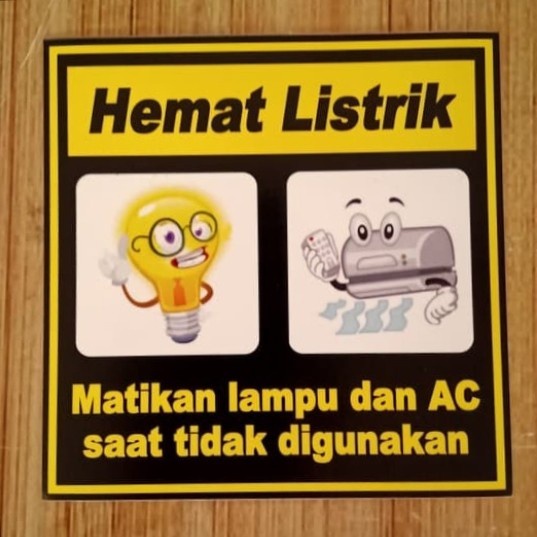 stiker hemat listrik matikan lampu dan ac / sign sticker rambu hemat