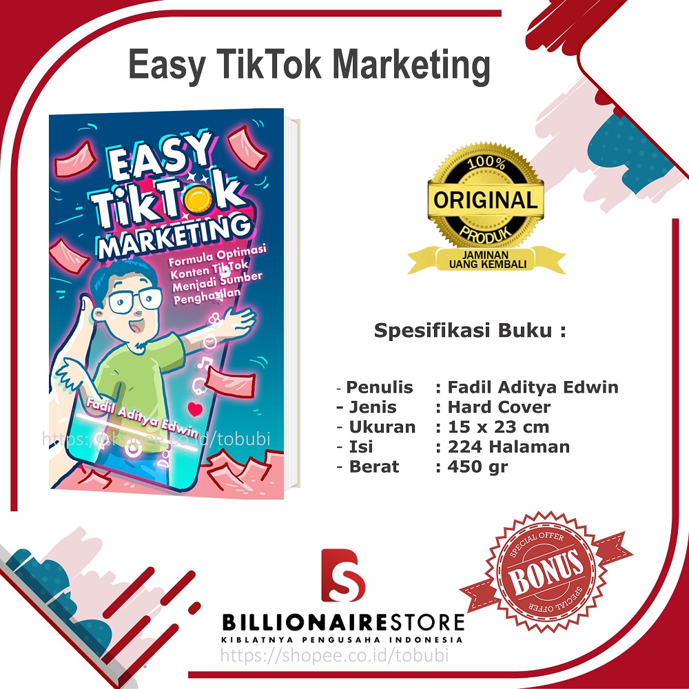 Buku Easy TikTok Marketing Fadil Aditya Edwin Billionaire Store