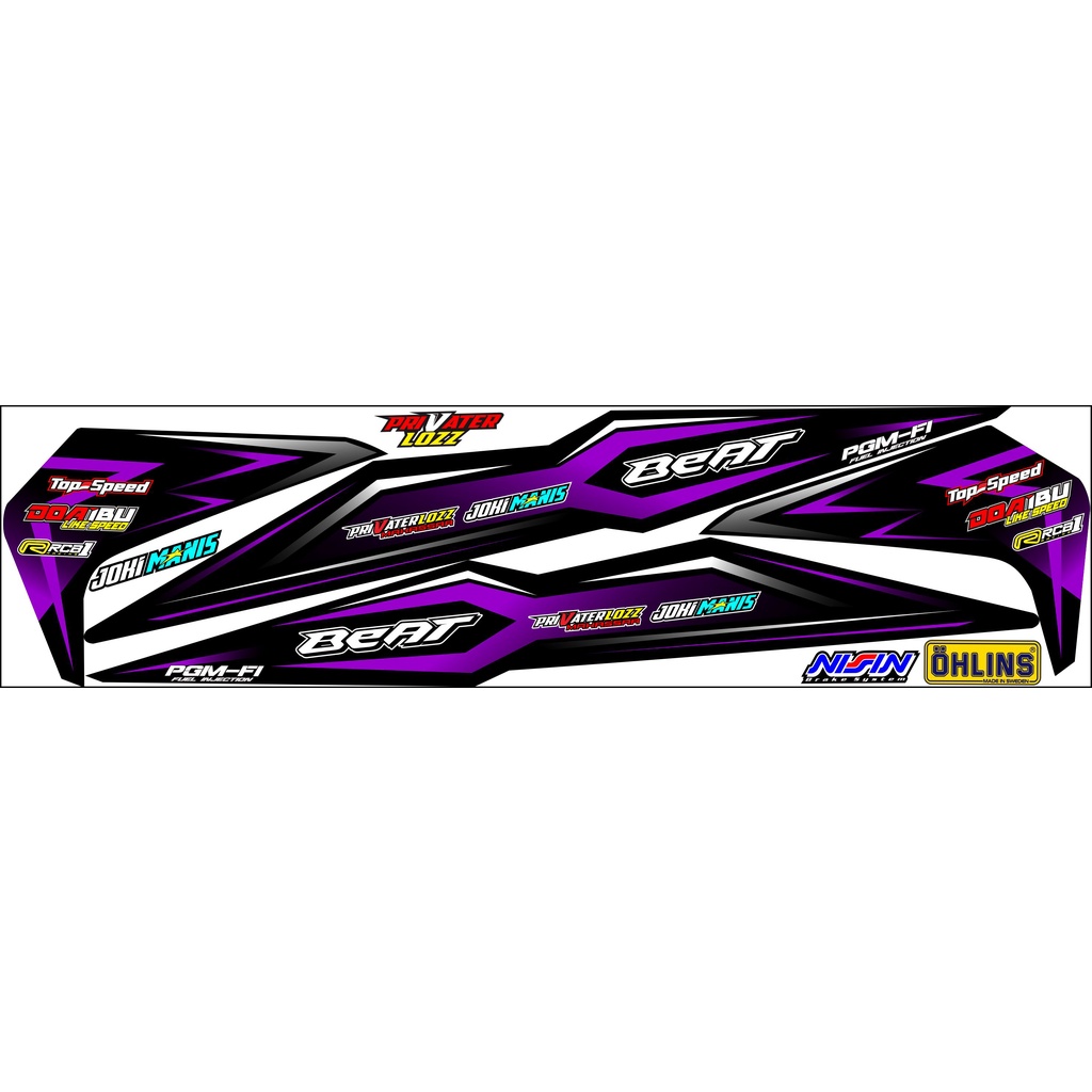 COD / VARIASI STRIPING STICKER HONDA BEAT ESP/NEW STIKER VARIASI MOTIF RACING HITAM UNGU NEW