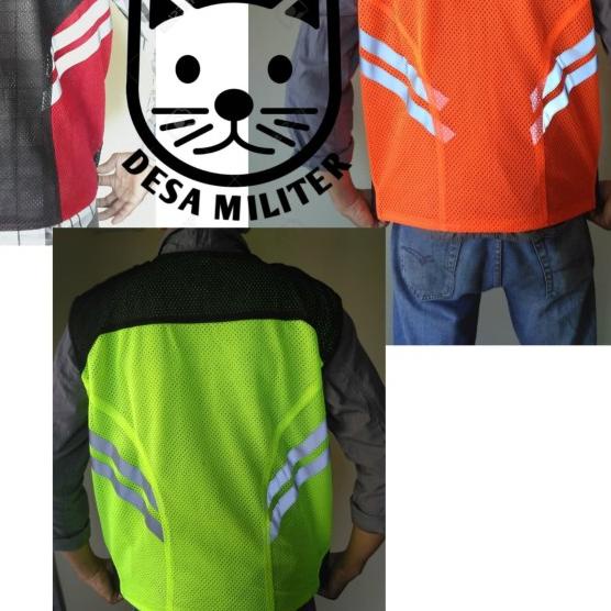 Rompi Proyek - Rompi Jaring Safety - Rompi Parkir - Satpam - SECURITY - Orange, XXL