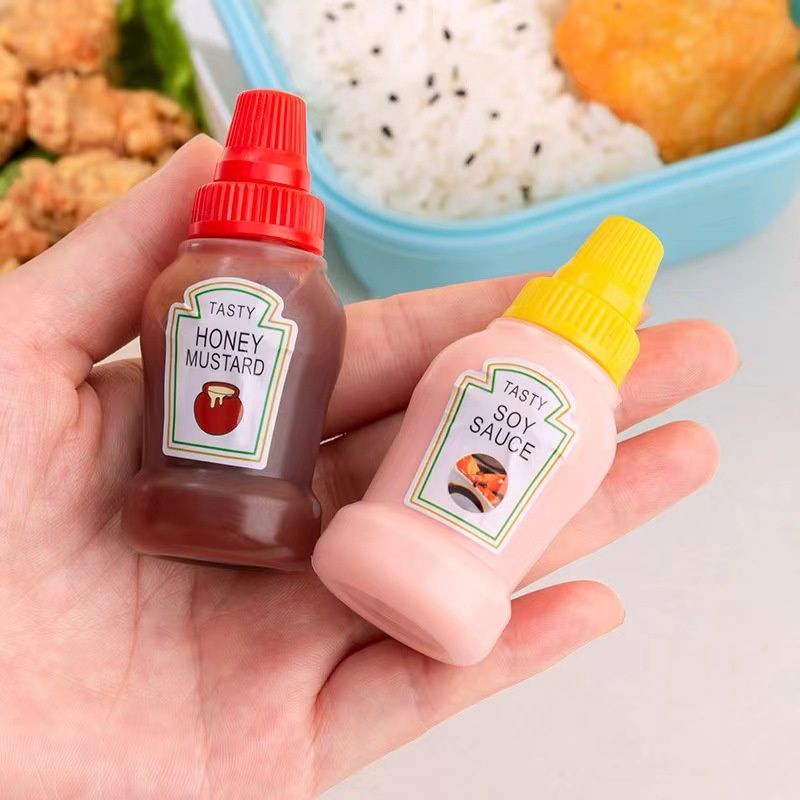 Botol Mini 2pcs Mini Bento Sauce Bottle / Botol Tempat Wadah Saus Saos Bekal Anak
