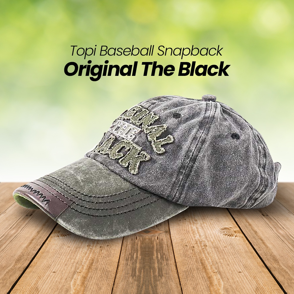 Topi Baseball Snapback Original The Black Retro Washed Style - F122 - 7RFH48DG Dark Gray