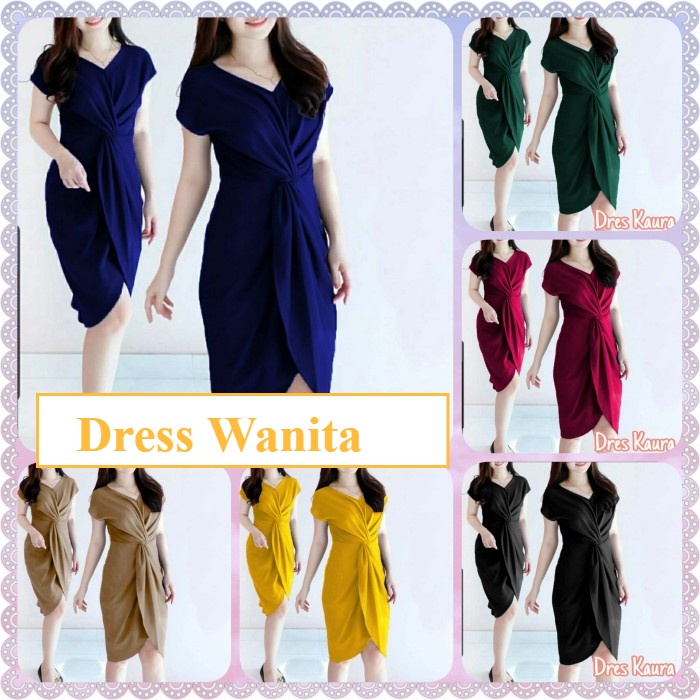 Jual Baju Dress Wanita Korea Murah Kekinian Casual Dres Kaura Shopee Indonesia