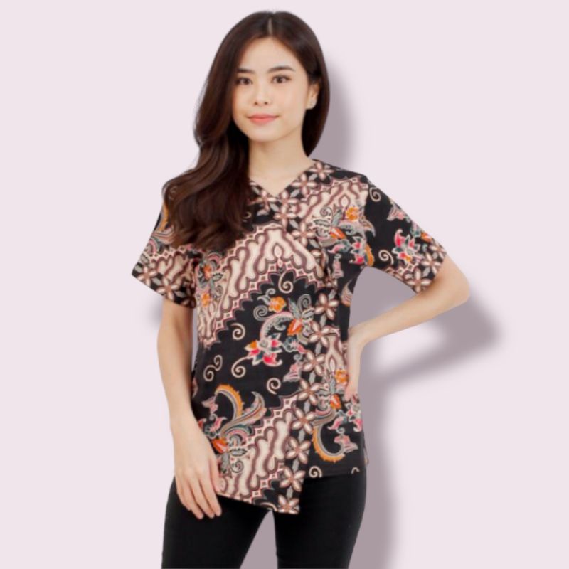 ATASAN BATIK/BLOUSE BATIK WANITA A057-186BFY - BAHAN BATIK STRETCH