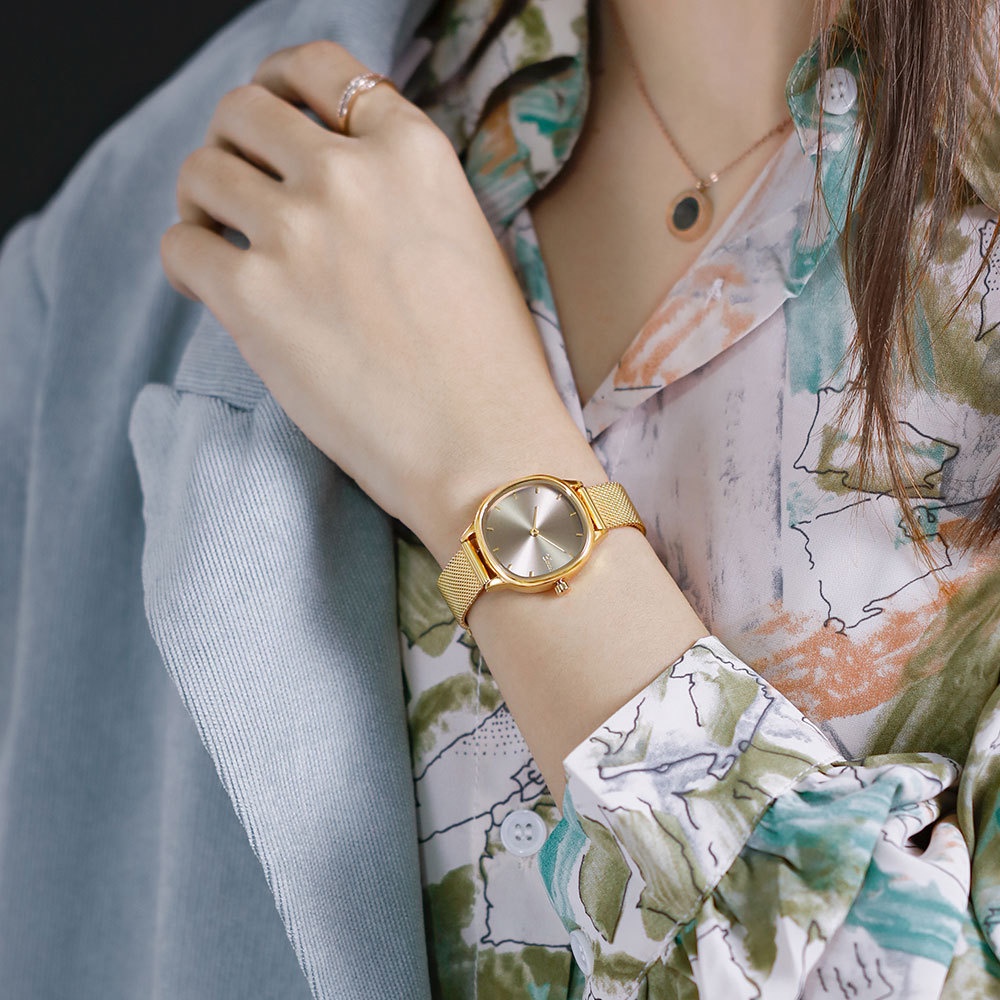 Jam tangan wanita EAVANLIN STAINLESS GOLD desain Korea