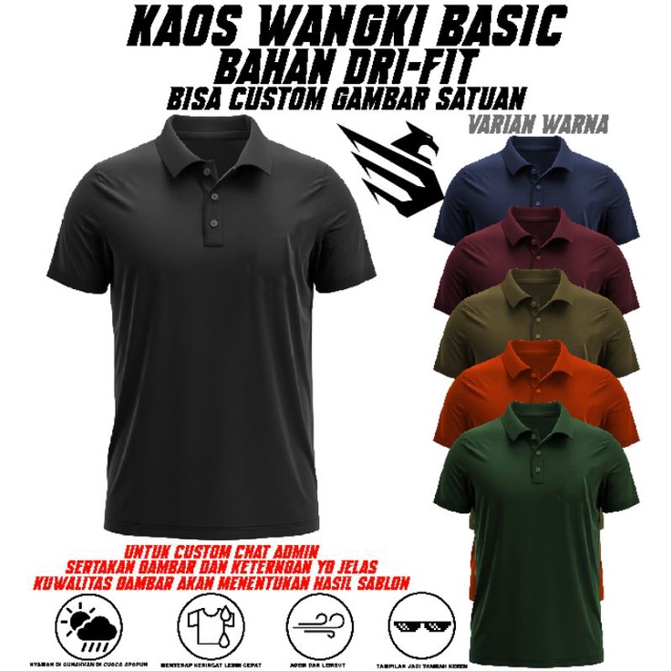 kaos wangki basic [tanpa velkro] bahan dryfit bisa custom satuan