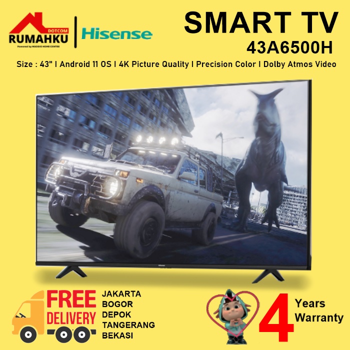 SMART TV 43" - SMART ANDROID TV 43 INCH - LED TV HISENSE 43A6500H