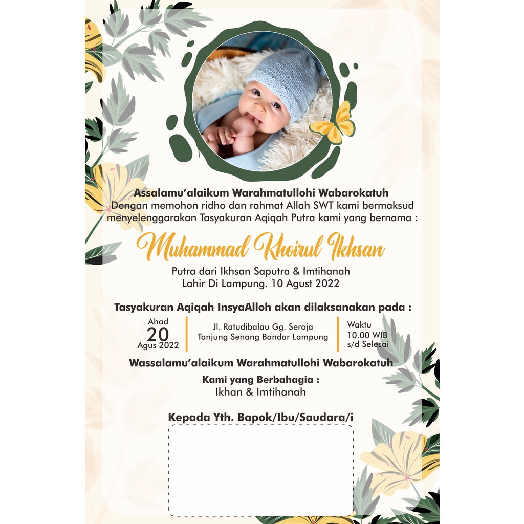 Undangan Aqiqah / Undangan Tasyakuran Aqiqah / Undangan Bayi / Undangan