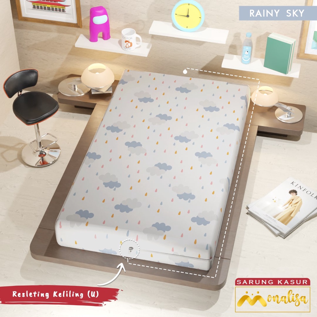 Monalisa Premium Sarung kasur Uk 90/100/120 T 15/20 - Rainy Sky