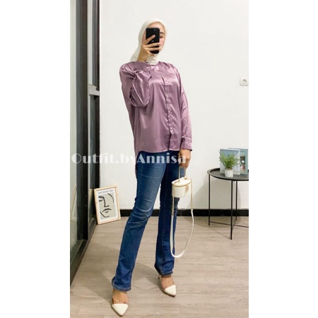 KARA BLOUSE | BLOUSE SATIN WANITA | KEMEJA SATIN OVERSIZE