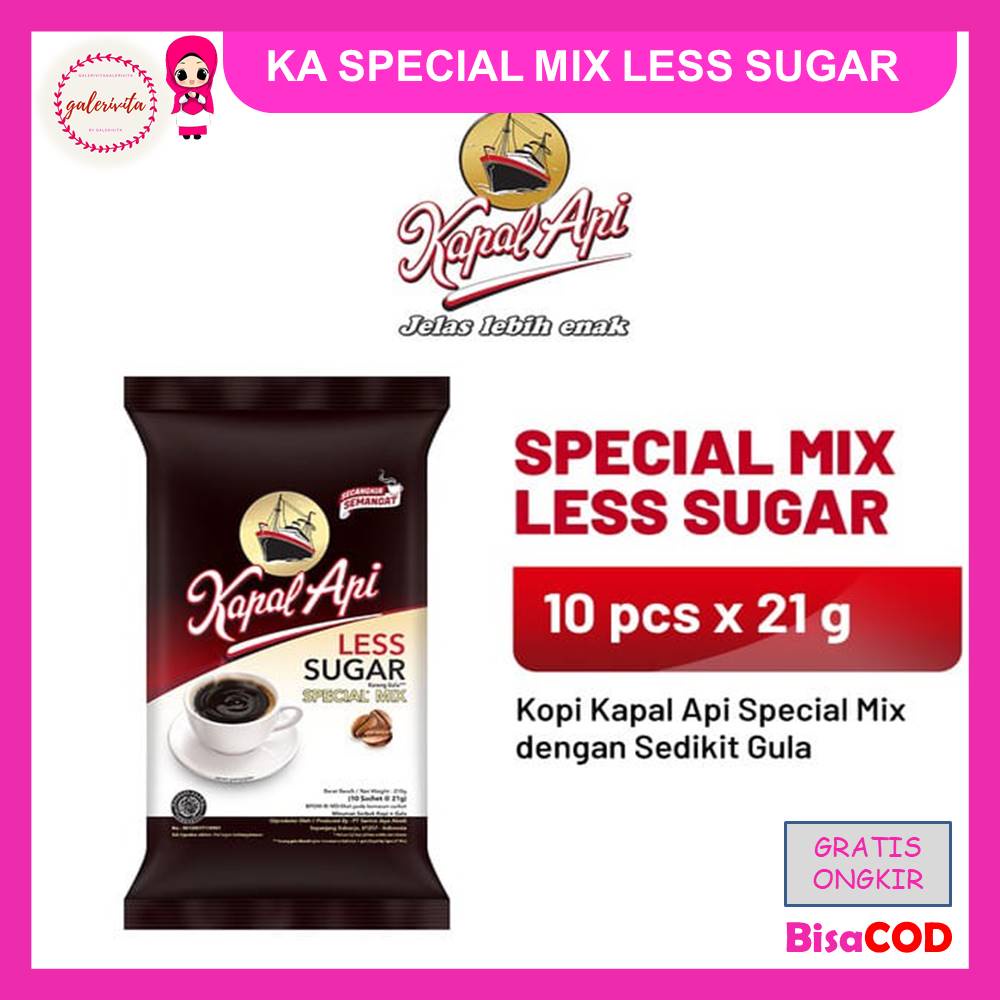 

Kapal Api Special Mix Less Sugar 1 Pack Renceng (10 x 21 gr)