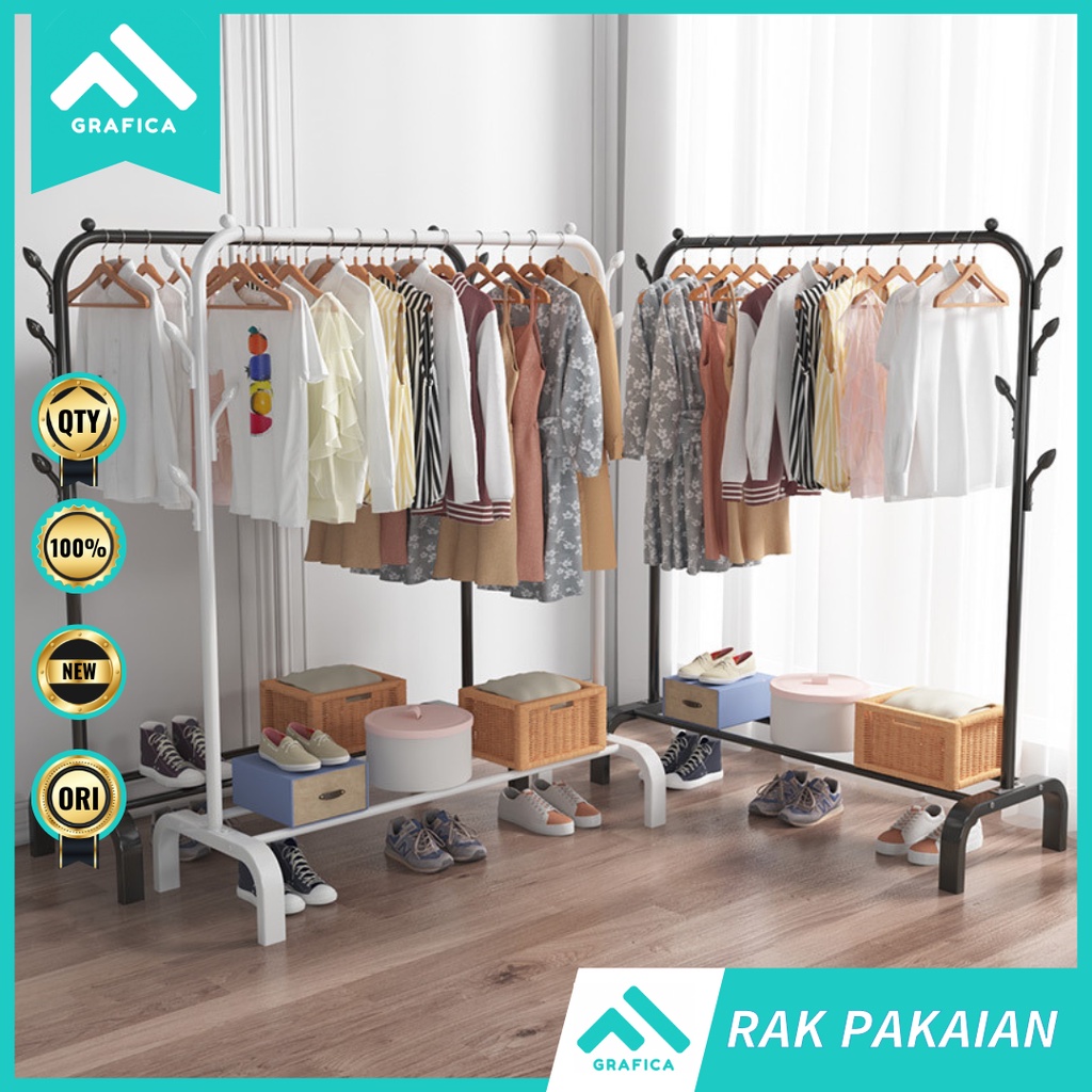 RAK GANTUNGAN HANGER BAJU PAKAIAN SEPATU MULTIFUNGSI STAND BAJU STAND GANTUNGAN BAJU STAND HANGER TE